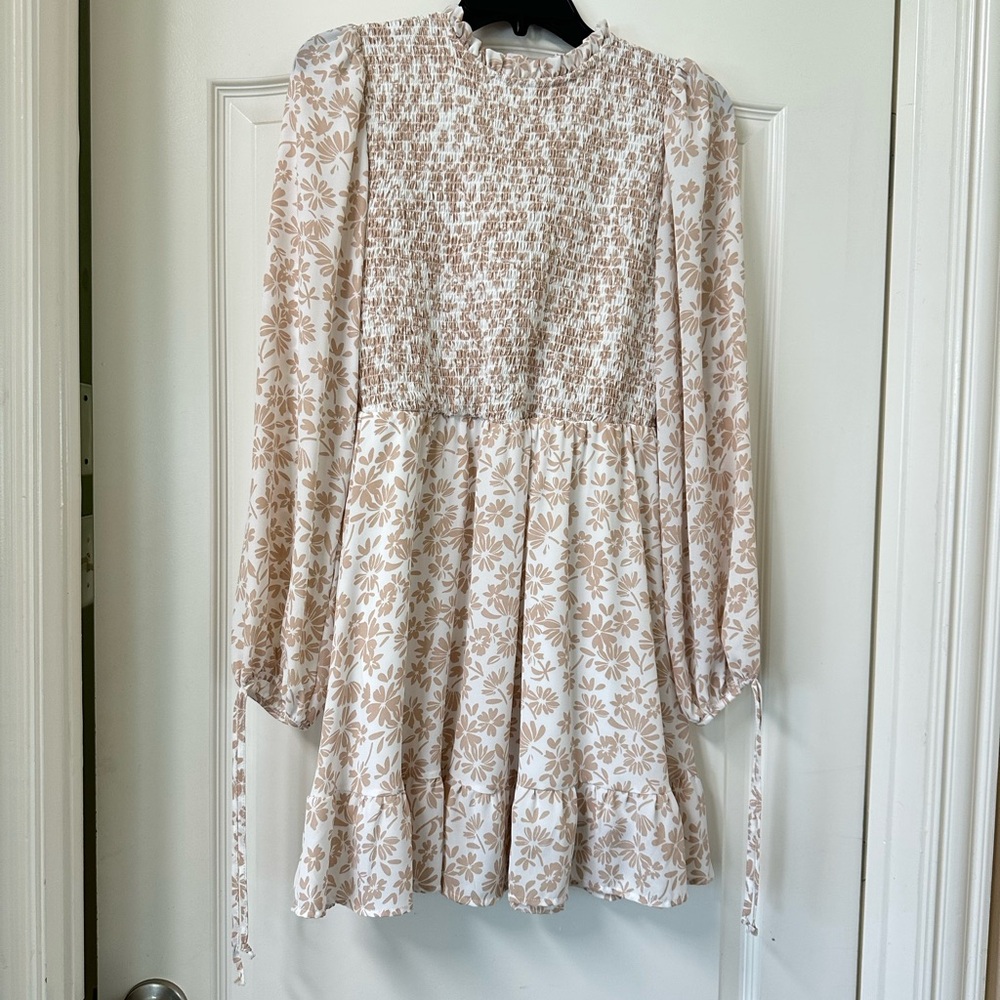 Floral Smocked Long Sleeve Dress